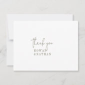 Moderne Chique Groene en Witte Vlakke Huwelijk Bedankkaart (Voorkant)