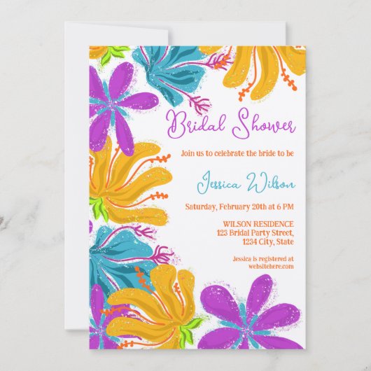 Moderne chique hand getekende kleurrijke wilde blo kaart (Voorkant)