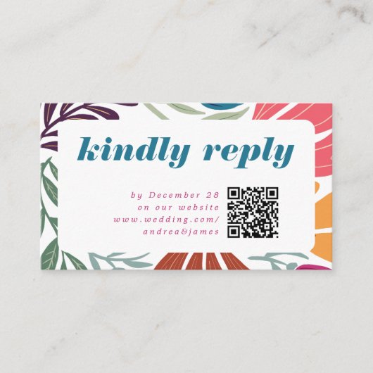 Moderne chique heldere vet retro bloemenbruiloft R Informatiekaartje (Voorkant)