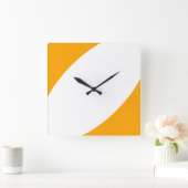 Moderne chique heldergeel Sinaasappel witte rondin Vierkante Klok (Huis)