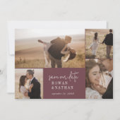 Moderne chique herfst Bourgondië foto collage Save The Date (Voorkant)