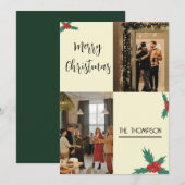 Moderne chique Holly bessen Vrolijk Kerstfeest 2 F Feestdagenkaart (Voorkant / Achterkant)