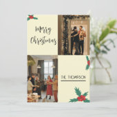 Moderne chique Holly bessen Vrolijk Kerstfeest 2 F Feestdagenkaart (Staand voorkant)