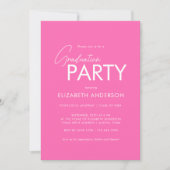 Moderne Chique Hot Pink Typografie Graduation Part Kaart (Voorkant)