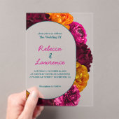 Moderne chique hot roze groen geel bloemen bruilof acryl uitnodigingen (Insitu (Draagbaar))