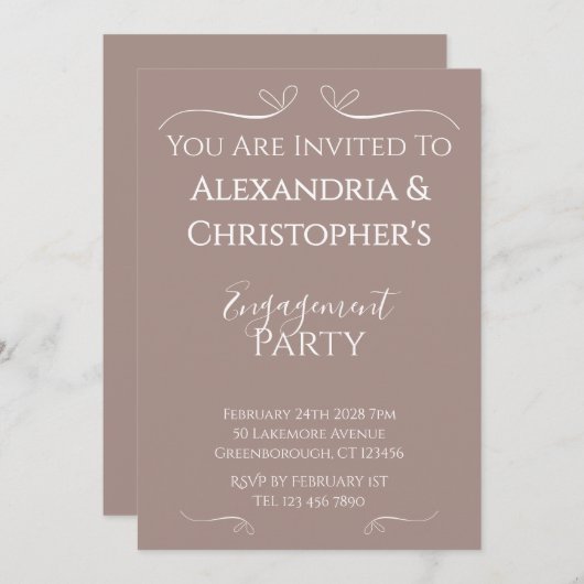 Moderne chique huwelijksverlovingsfeest kaart (Voorkant / Achterkant)