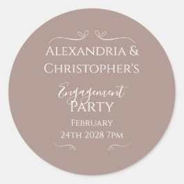 Moderne chique huwelijksverlovingsfeest ronde sticker