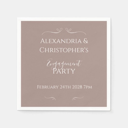 Moderne chique huwelijksverlovingsfeest servet (Voorkant)