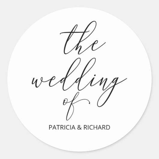 Moderne chique kalligrafie De bruiloft van Ronde Sticker (Voorkant)