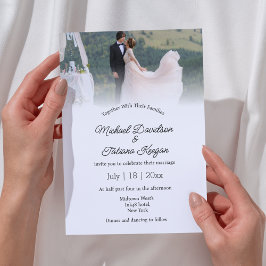 moderne chique kalligrafie trouwfoto Uitnodiging