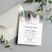 moderne chique kalligrafie trouwfoto Uitnodiging