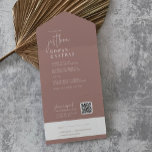 Moderne chique kaneel gewoon liefde QR code bruilo All In One Uitnodiging<br><div class="desc">Deze moderne chique kaneel gewoon liefde QR code bruiloft alles in één uitnodiging is perfect voor een eenvoudige bruiloft. Het romantische boho-ontwerp heeft een rustieke, unieke en stijlvolle bohemian-typografie in een gedempte stoffige rozen mauve-kleur. Schrijf je gastadressen met de hand op de achterkant van de gevouwen uitnodiging, of koop coördinerende...</div>