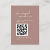 Moderne Chique Kaneel Roze QR Code RSVP Informatiekaartje (Voorkant)