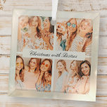 Moderne chique kerst met Besties 4 foto vakantie Glas Ornament<br><div class="desc">Design is samengesteld uit moderne chique typografie met script lettertype. Voeg een aangepaste 4 foto's van je bff's of beste vrienden toe.</div>