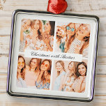 Moderne chique kerst met Besties 4 foto vakantie Metalen Ornament<br><div class="desc">Design is samengesteld uit moderne chique typografie met script lettertype. Voeg een aangepaste 4 foto's van je bff's of beste vrienden toe.</div>
