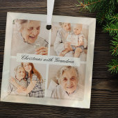 Moderne chique kerst met oma 4 foto vakantie glas ornament