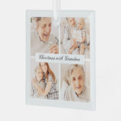 Moderne chique kerst met oma 4 foto vakantie glas ornament (Voorkant links)