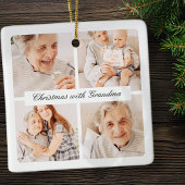 Moderne chique kerst met oma 4 foto vakantie keramisch ornament