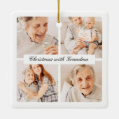 Moderne chique kerst met oma 4 foto vakantie keramisch ornament (Achterkant)