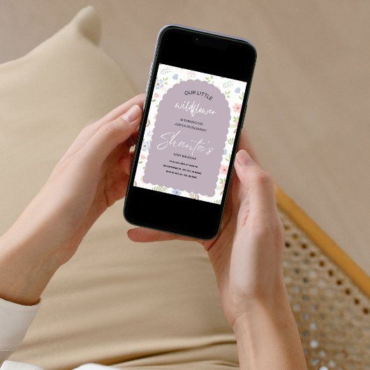 Moderne chique kleine wilde bloem 1e verjaardag kaart