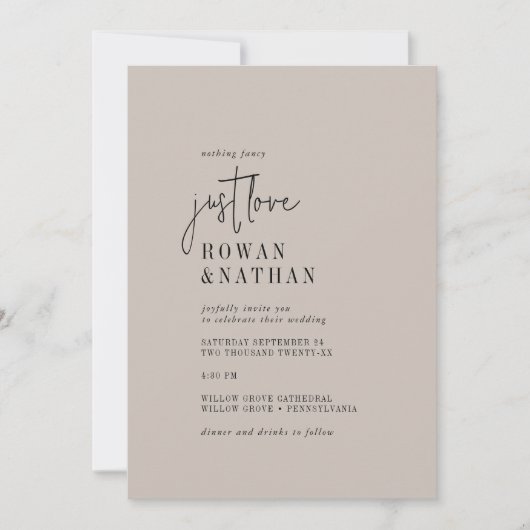 Moderne Chique KLEUR BEWERKBAAR Gewoon Liefde Brui Kaart (Voorkant)