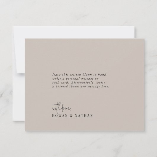 Moderne Chique KLEUR BEWERKBAAR Vlakke Bruiloft Bedankkaart (Achterkant)