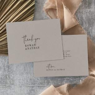 Moderne Chique KLEUR BEWERKBAAR Vlakke Bruiloft Bedankkaart