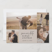 Moderne Chique KLEUR BEWERKBARE Fotocollage Save The Date (Voorkant)