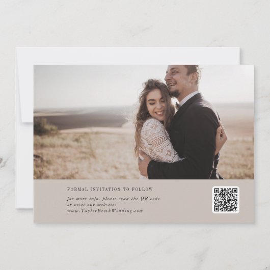 Moderne Chique KLEUR BEWERKBARE Fotocollage Save The Date (Achterkant)