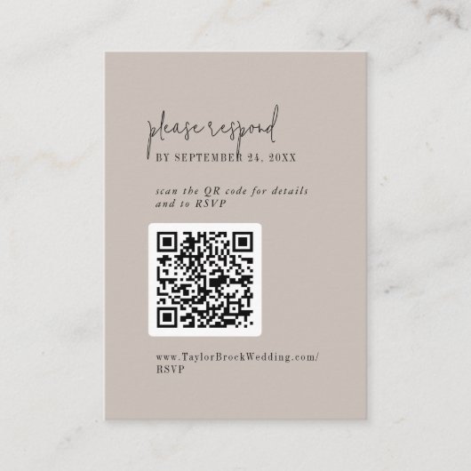 Moderne Chique KLEUR BEWERKBARE QR Code RSVP Informatiekaartje (Voorkant)