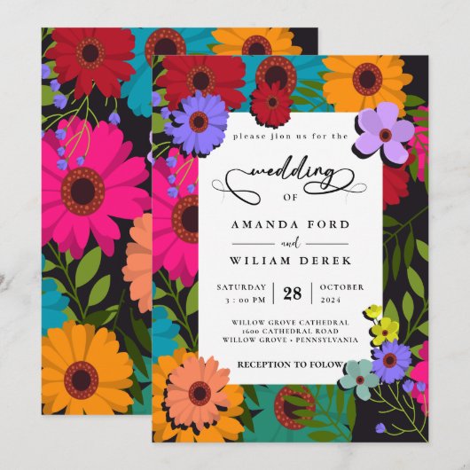 moderne chique kleurrijke bloem rustieke bloemen b kaart (Voorkant / Achterkant)