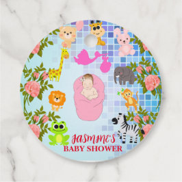 Moderne chique kleurrijke bloemenblauwe Boho Baby  Bedankjes Labels