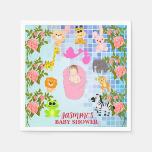 Moderne chique kleurrijke bloemenblauwe Boho Baby  Servet