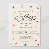 moderne chique kleurrijke room wilde bloem bruilof kaart (Voorkant)