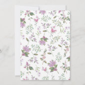 Moderne chique lavendel paarse bloemen bruiloft kaart (Achterkant)