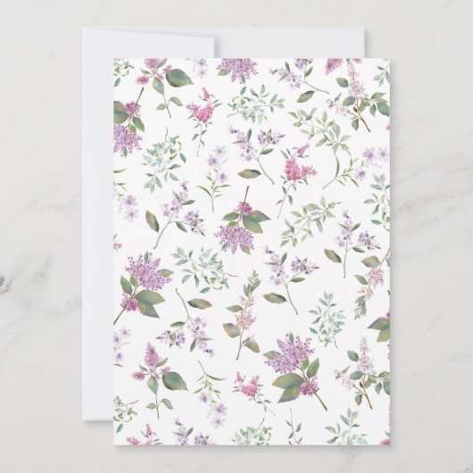 Moderne chique lavendel paarse bloemen bruiloft kaart (Achterkant)