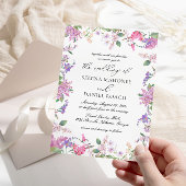 Moderne chique lavendel paarse bloemen bruiloft kaart