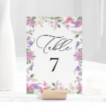 Moderne chique lavendel paarse bloemen bruiloft kaart<br><div class="desc">Moderne chique lavendel paarse bloemen bruiloft tafel nummer. Overeenkomende objecten beschikbaar.</div>