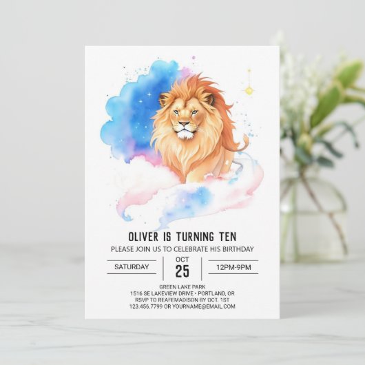 Moderne Chique Leeuw Verjaardag Kaart (Staand voorkant)