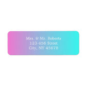 Moderne chique lente roze turquoise ombre bruiloft etiket (Voorkant)