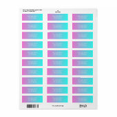 Moderne chique lente roze turquoise ombre bruiloft etiket (Full Sheet)