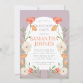 Moderne chique lente Wildbloemen Graduation Party Kaart (Voorkant)