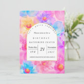 Moderne chique lichte roos roze wilde bloemen kaart (Staand voorkant)