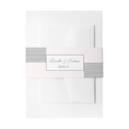 Moderne chique lichtroze witte grijze strepen brui uitnodigingen wikkel