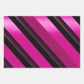 Moderne chique magenta, zwart en wit gestreept inpakpapier vel (Voorkant)