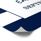 Moderne Chique Marine Blauw en Wit Bruiloft Welkom Poster (Hoek)