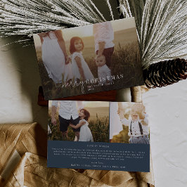 Moderne chique marine blauw foto overlay kerst nie feestdagenkaart