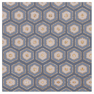 Moderne chique marine blauw goud zeshoek geometris stof