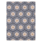 Moderne chique marine blauw goud zeshoek geometris tafelkleed (Voorkant)