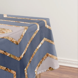 Moderne chique marine blauw goud zeshoek geometris tafelkleed